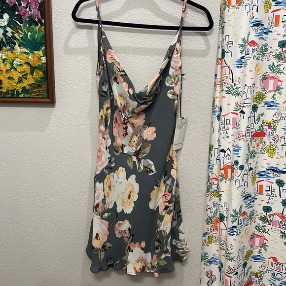 Revolve Privacy Please Cowl Neck Watercolor Floral Mini Dress - Picture 6 of 9